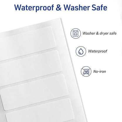 Avery No-Iron Fabric Labels, 1" x 3", Washer and Dryer-Safe Waterproof Labels, Non-Printable, 50 Total (40725)