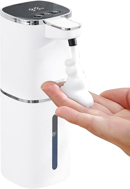 DODO MEKIA Automatic Foaming Soap Dispenser, 13.5oz/400mL, USB Rechargeable, 9-Adjustable Foam Levels, IPX5 Waterproof, Touchless & Wall/Tabletop Use for Kitchen Bathroom, White