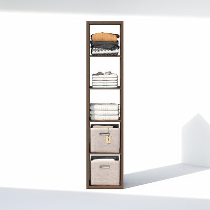 Furinno Cubic Closet Organizers and Storage, 5-Cube Closet Organizer, Open Shelf Closet Storage, Extra Thick Frame for Wardrobe, Bedroom, Living Room, Amber Pine