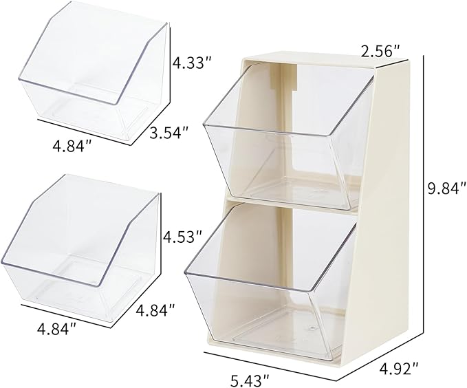 2 Pack Coffee Pod Holder, Creamer Holder for Coffee Bar, Plastic Sugar Organizer for Station, Kitchen Pantry, Home Office Storage Bins for K Cups, Tea Bags, Candy, Snacks (White)