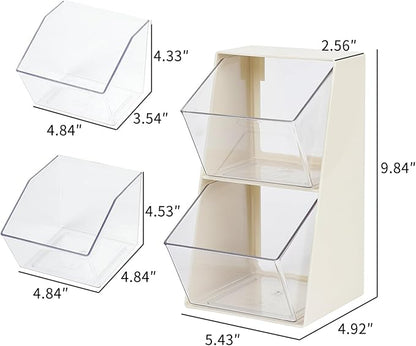 2 Pack Coffee Pod Holder, Creamer Holder for Coffee Bar, Plastic Sugar Organizer for Station, Kitchen Pantry, Home Office Storage Bins for K Cups, Tea Bags, Candy, Snacks (White)