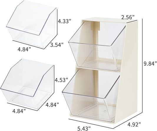 2 Pack Coffee Pod Holder, Creamer Holder for Coffee Bar, Plastic Sugar Organizer for Station, Kitchen Pantry, Home Office Storage Bins for K Cups, Tea Bags, Candy, Snacks (White)