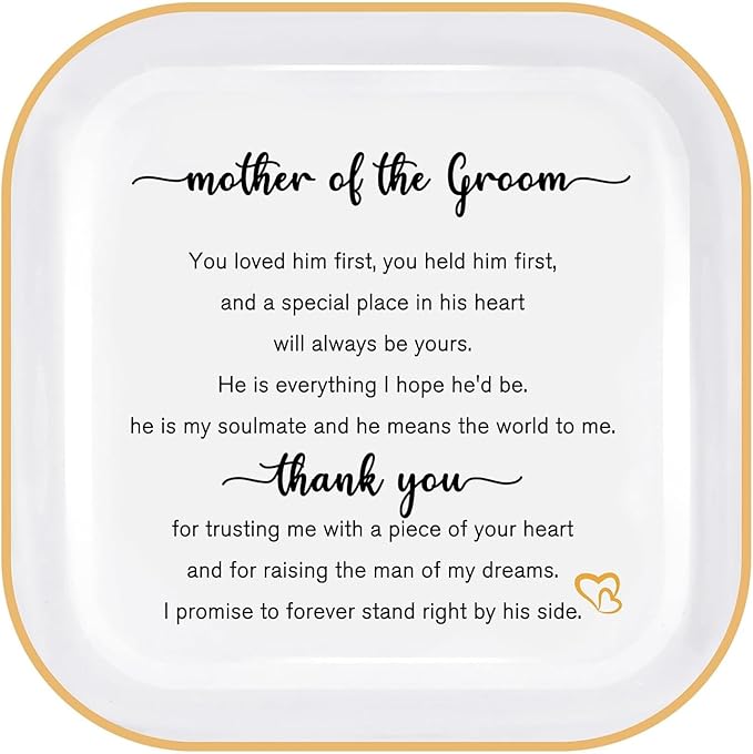 Mother of the Groom Gift from Bride – Wedding Jewelry Dish, Thank You Gift for Mom, Mother-in-Law, Future Mother-in-Law Keepsake Jewelry Tray