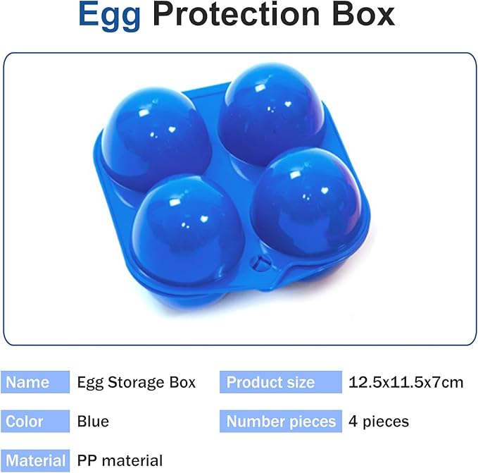 4 Grids Egg Holders, Egg Cartons For Refrigerator, Egg Storage Container, Shockproof Durable Refrigerator Egg Trays, Deviled Egg Tray Carrier with Lid, Egg Organizer Box for Fridge or Camping