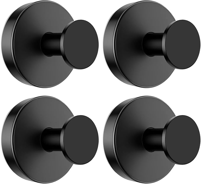 BKV Suction Cup Hooks for Glass Window,Removable Shower Hooks for Inside Shower,Metal Towel Hooks for Bathrooms,4 Pack(Black) | for Glass Window, for Inside Shower, for Bathrooms