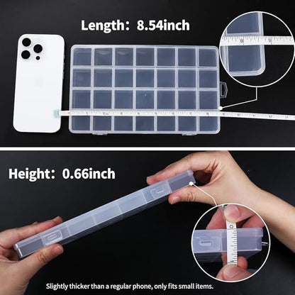 IOOLEEM 28 Grids Plastic Bead Organizer Box, Organizer Container Storage Box, Dividers for bead arts and crafts.(2 Pack)