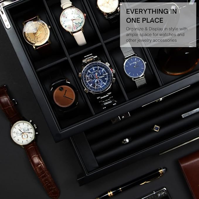 Decorebay Luxury Watch, Sunglasses and Jeweler Display Case and Organizer (Emerald Love)