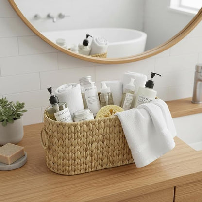 Toilet Paper Storage,Water Hyacinth Toilet Paper Baskets Bathroom Organizer,Large Toilet Paper Holder for up to 9 Mega Rolls,Bathroom Accessories Organizer