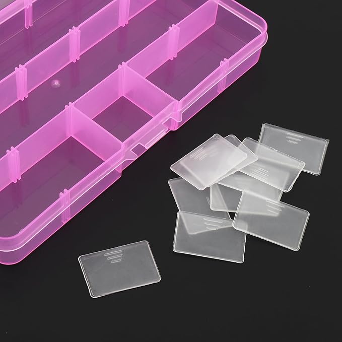OriGlam 1pcs 17x10CM Plastic Organizer Storage Box with Adjustable Dividers, Jewelry Storage Container Box for Office Supplies Beads Crafts Fishing Tackles (Pink)