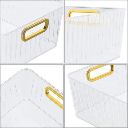 Callyne 6-Pack Clear Plastic Pantry Organizer Bins, Clear Storage Bins for Organizing