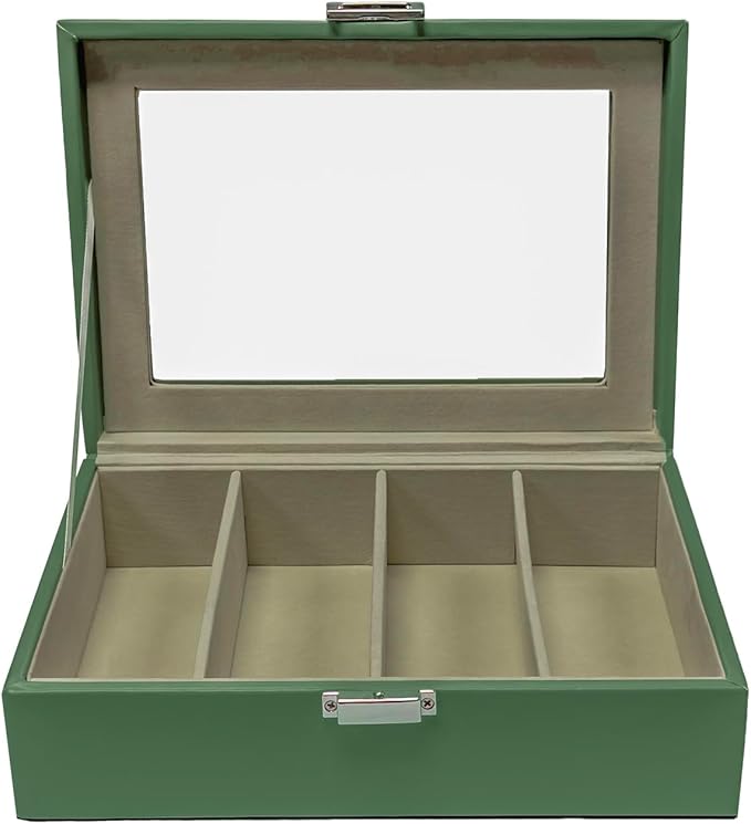 UnionPlus 4-Slots Sunglasses Case Organizer, Eyeglass Glasses Display Holder Collector, Multiple Sunglasses Storage Case, Malachite Green