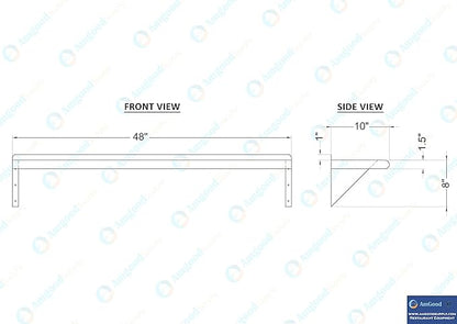 AmGood 48" Long X 10" Deep Stainless Steel Wall Shelf | NSF Certified | Appliance & Equipment Metal Shelving | Kitchen, Restaurant, Garage, Laundry, Utility Room