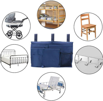 Bunk Bed Organizer, Bedside Storage Caddy, Hanging Pocket for Camp, Dorm Room, Hospital Bed Rail and More (Navy Blue)
