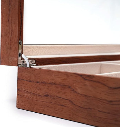 DouSeiAi Wooden Sunglasses Organizer, 8 Grids Sunglasses Storage Box, Sunglasses Display Case with Lock Eyewear Showcase Organizer Mahogany