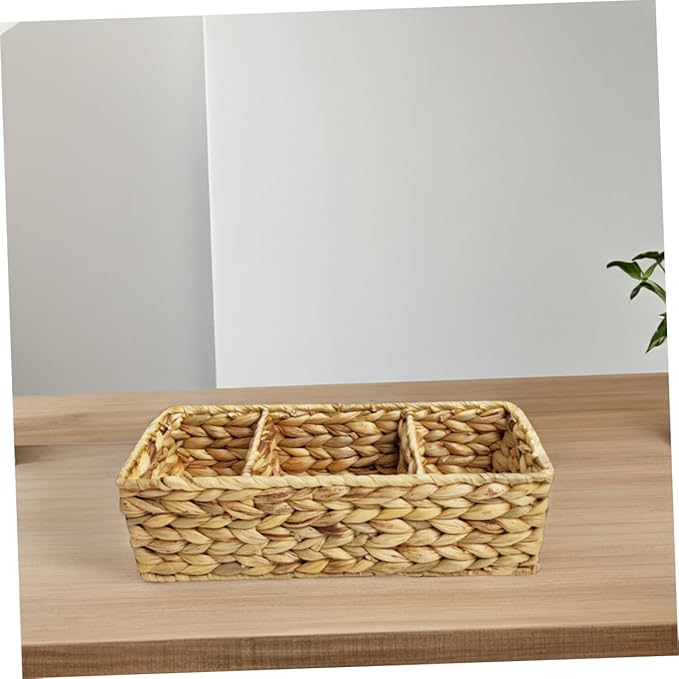 OUNONA Versatile Woven Storage Basket Desk Organizer Cutlery Organizer Basket Storage