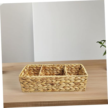 OUNONA Versatile Woven Storage Basket Desk Organizer Cutlery Organizer Basket Storage