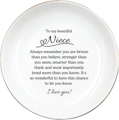 Niece Gift from Aunt Auntie, Goddaughter Gift Ring Dish, Niece Keepsake, Niece Birthday Gift, Niece Jewelry Gift, Gift from Godmother, Gift from Godparents, Goddaughter Gift, Niece Jewelry Tray
