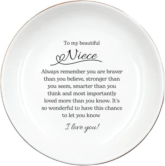 Niece Gift from Aunt Auntie, Goddaughter Gift Ring Dish, Niece Keepsake, Niece Birthday Gift, Niece Jewelry Gift, Gift from Godmother, Gift from Godparents, Goddaughter Gift, Niece Jewelry Tray