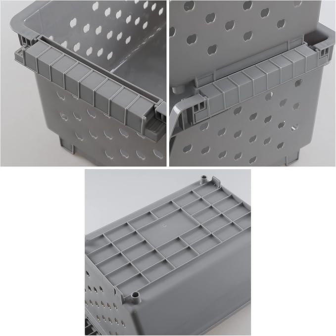 4-Pack Plastic Large Stacking Organizer Basket, Stacking Open Front Storage Bins, Gray