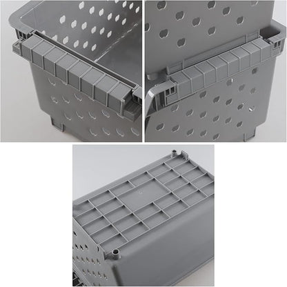 4-Pack Plastic Large Stacking Organizer Basket, Stacking Open Front Storage Bins, Gray