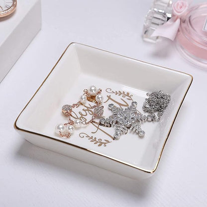 Tijeyi Aunt Gifts Best Aunt Ever Birthday Gift for Women Auntie from Niece and Nephew Mothers Day Christmas Jewelry Dish Ceramic Trinket Trays Ring Holder Bathroom Decor