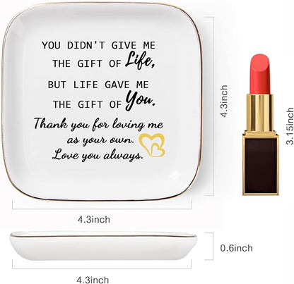 Piudee Step Mom Gifts for Bonus Mom Jewelry Dish Ring Dish Tray for Mother in Law Birthday Christmas Valentines Mother's Day Gift for Stepmom Bonus Mom - Thank You for Loving Me As Your Own