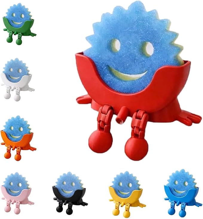 3D Printed Cute Smiley Sponge Holde - With Drainage,Keeps Your Sponge Dry & Smiling,For Cute Smiley Sponge Holder (red, small size)