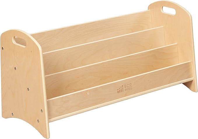 ECR4Kids 3-Shelf Floor Book Display with Handles, 36in, Childrens Furniture, Natural