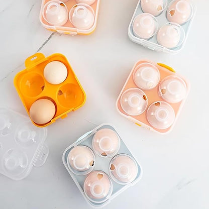 4 Girds Egg Holder Container, Plastic Egg Storage Box Shockproof Protection, Portable Egg Tray Carriage Dispenser for Refrigerator Camping Picnic Travel Kitchen Outdoor (Blue)
