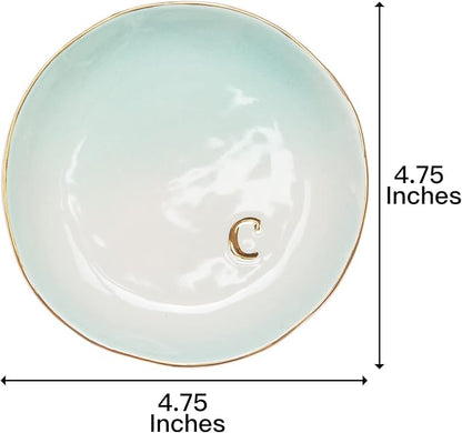 COLLECTIVE HOME - Ceramic Jewelry Tray, Decorative Trinket Dish for Rings Earrings Necklaces Bracelet Watch Keys, Birthday Mother's Day Christmas Gift for Women, 4.75", Colored Surface (C)