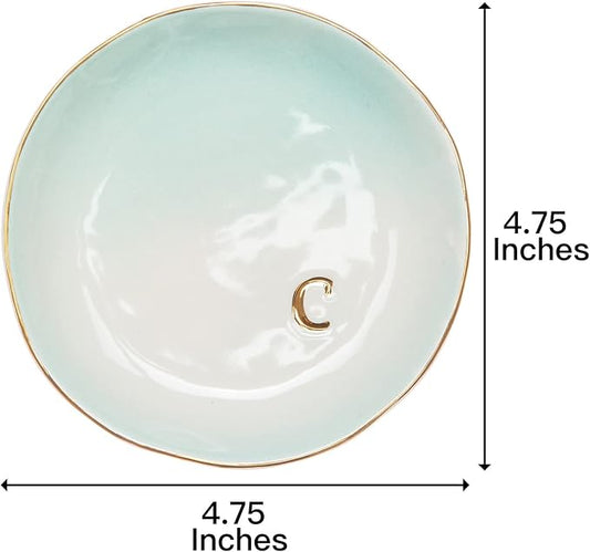 COLLECTIVE HOME - Ceramic Jewelry Tray, Decorative Trinket Dish for Rings Earrings Necklaces Bracelet Watch Keys, Birthday Mother's Day Christmas Gift for Women, 4.75", Colored Surface (C)