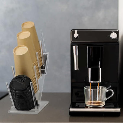Disposable Cups Holder, Large Acrylic Coffee Bar Organizer for 18oz, 20oz, 24oz Disposable Paper & Plastic Cups Holder Stand On Home Countertop Store Office Coffee Station(Type B)