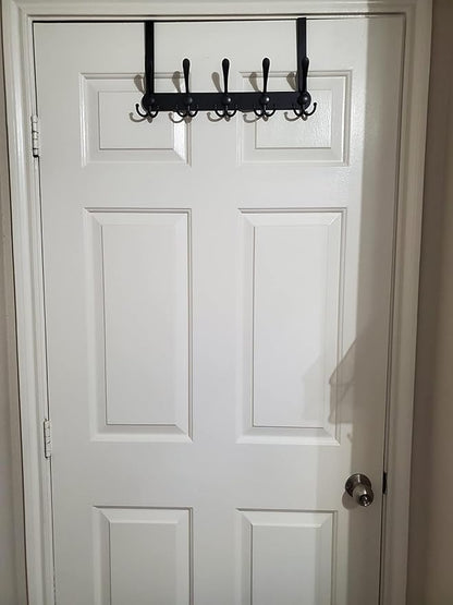 Encozy Over The Door Hooks,Coat Rack for Hanging Clothes Hat Towel (Heavy Duty Black 1pcs) …