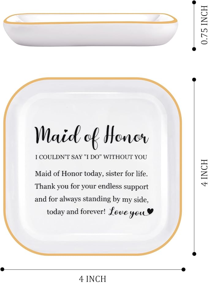 Bridesmaid Gifts Ring Dish - Maid of Honor Today, Sister for Life - Wedding Bridal Shower Bachelorette Gifts for Bridesmaid, Maid of Honor Proposal from Bride