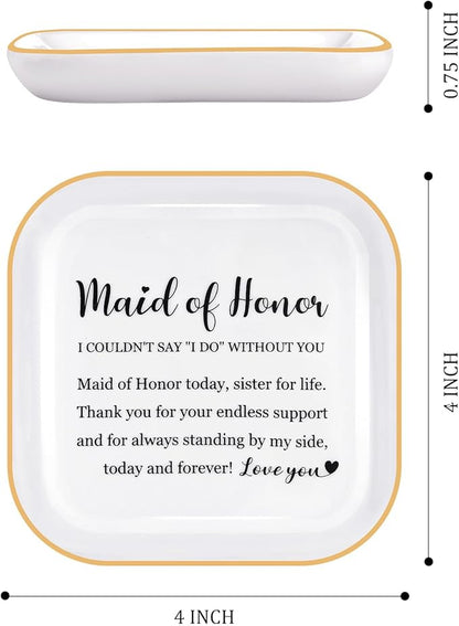 Bridesmaid Gifts Ring Dish - Maid of Honor Today, Sister for Life - Wedding Bridal Shower Bachelorette Gifts for Bridesmaid, Maid of Honor Proposal from Bride