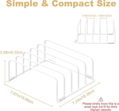 Cutting Board Organizer and Baking Sheet Rack, [2-Pack] White Heavy Duty Metal Cookie Sheet Organizer for Cutting Board Storage & Plate Holder for Cabinet, Tray Dividers for Cabinets