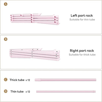 Foldable Drying Rack Clothing, 3-Tier Portable Clothes Drying Racks for Indoor & Outdoor, Anti-Rust Compact Laundry Rack Collapsible, Pink 28" D x 10" W x 35" H