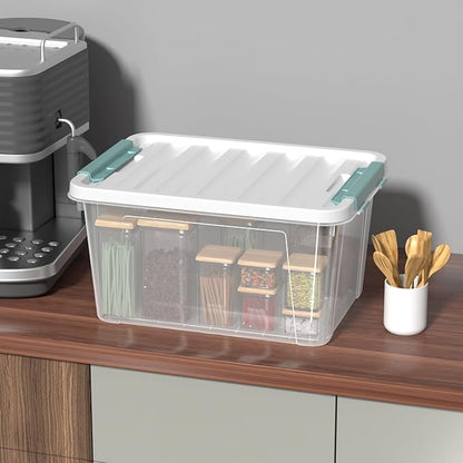 Guankan 20 Quart Clear Storage Box, Set of 6 Plastic Latching Bins with Lids