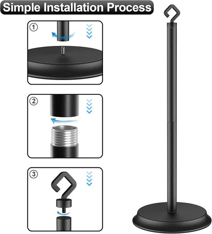 Toilet Paper Holder for Bathroom, Metal Free Standing Toilet Paper Storage with Rustproof, Tissue Paper Roll Stand for Bathroom Accessories (Black)