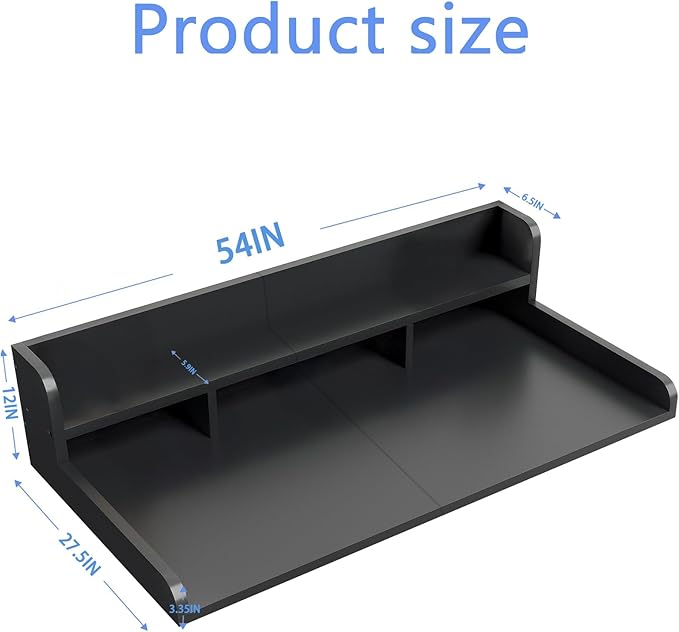 Washer Dryer Countertop, Laundry Wood Shelf Topper with Edge, 2-Tier Laundry Countertop, for Washer and Dryer Laundry Hamper Counter Storage Organization (Black)