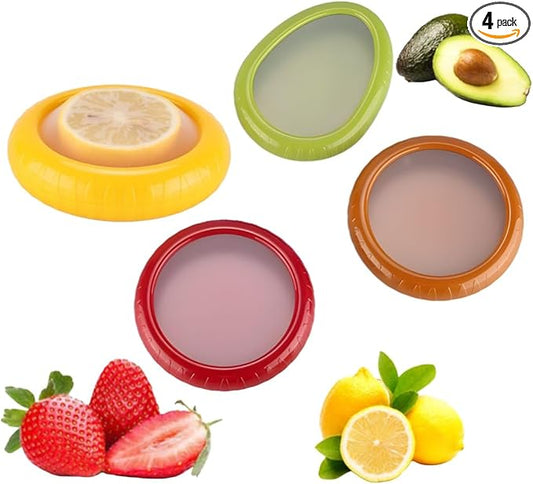 Avocado keeper, Avocado Savers, Veggie Savers- 4pcs Avocado Storage Containers For Fridge Onion Storage Containers Silicon Seal to Wrap Half Cut Fruits Tomato Savers