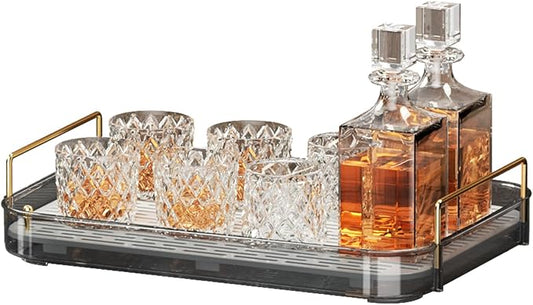 Seoneiro Whiskey Tray, Glass Cup Rack, Mug Holder, Coffee Cup Organizer, Bathroom Countertop with Drain Board Wine Glass Decorative Organizer, Food Tray, Kitchen Spice Rack