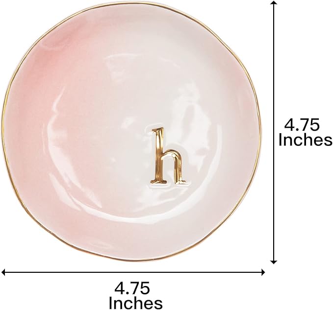 COLLECTIVE HOME - Ceramic Jewelry Tray, Decorative Trinket Dish for Rings Earrings Necklaces Bracelet Watch Keys, Birthday Mother's Day Christmas Gift for Women, 4.75", Colored Surface (H)