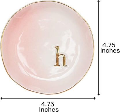 COLLECTIVE HOME - Ceramic Jewelry Tray, Decorative Trinket Dish for Rings Earrings Necklaces Bracelet Watch Keys, Birthday Mother's Day Christmas Gift for Women, 4.75", Colored Surface (H)