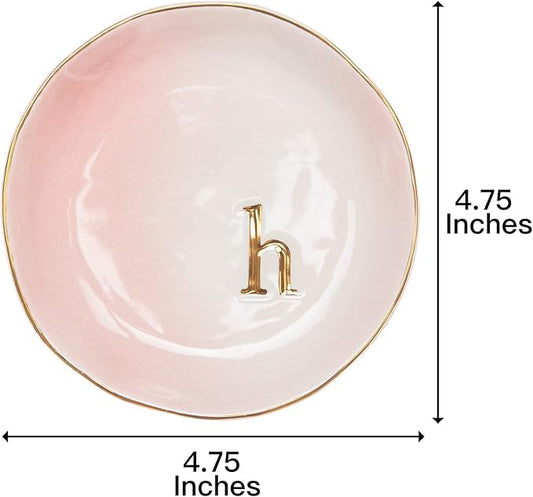 COLLECTIVE HOME - Ceramic Jewelry Tray, Decorative Trinket Dish for Rings Earrings Necklaces Bracelet Watch Keys, Birthday Mother's Day Christmas Gift for Women, 4.75", Colored Surface (H)