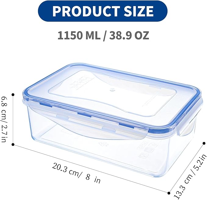 KIGI 3 PACK 38.9Oz Reusable Meal Prep Containers with Lids, Airtight Food Storage Containers Set, Leak-proof To Go boxes for Food, Microwave & Freezer & Dishwasher Safe