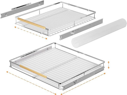 SANNO Pull Out Cabinet Organizer, Cabinet Slide Out Shelf, Pots Pans Organizers Shelves with Sliding for Cupboard Pantry Under Sink Closet, Expandable Width 17.1to 27" W x 22.5" D