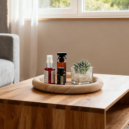 Erongoo Real Natural Marble Tray, Marble Round Decorative Vanity Tray for Bathroom Countertop, Kitchen Counter, or Catchall, Coffee Table Tray for Jewelry (Vein Sandstone)