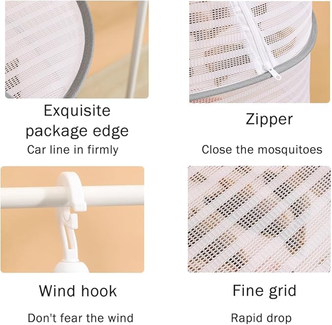 Herb Drying Rack, 3 Layer Foldable Hanging Mesh Net with Zipper, Outdoor Drying Rack Mesh Dryer for Drying Herb Vegs Fruits Bud Plants(Size:M)