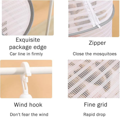 Herb Drying Rack, 3 Layer Foldable Hanging Mesh Net with Zipper, Outdoor Drying Rack Mesh Dryer for Drying Herb Vegs Fruits Bud Plants(Size:M)